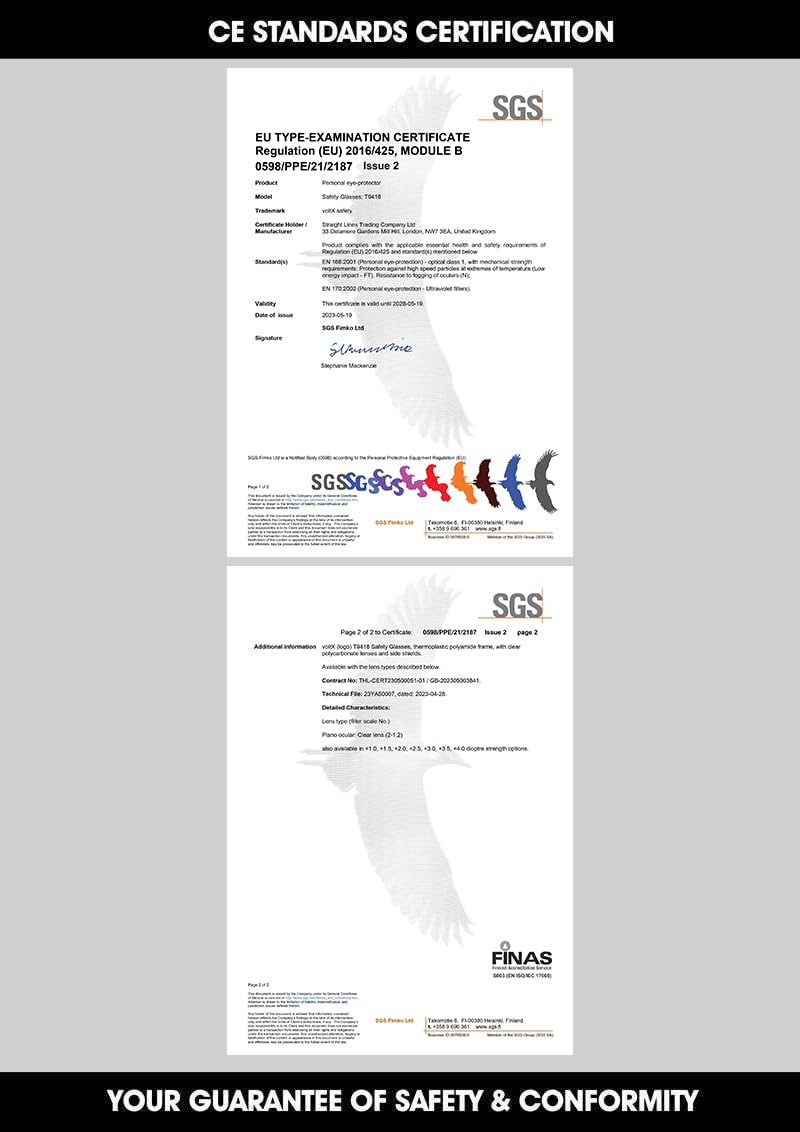 voltX 'VISION' Safety Readers, Full Lens Magnified Safety Glasses (+3.0 Dioptre, Clear lens) ANSI Z87.1+ & CE EN166F - Anti fog coated UV400 lens - Image 5